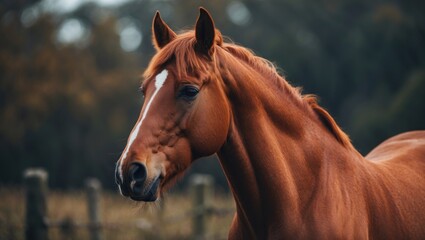 Fototapeta premium Portrait of a chestnut horse.