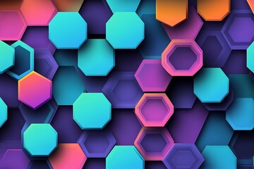 Fototapeta premium Hexagons arranged in a colorful, dynamic pattern, showing 3D effect for abstract background usage