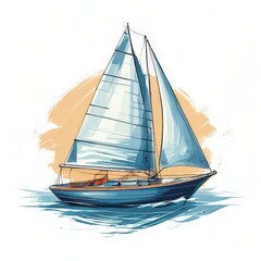 Fototapeta premium an AI Image Generator, Elegant Sailboat Sailing During a Vibrant Sunset