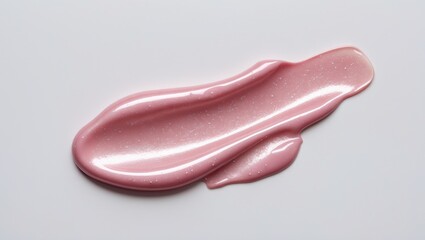 Fototapeta premium Lip gloss smear on a white background. Sample of smudged makeup.