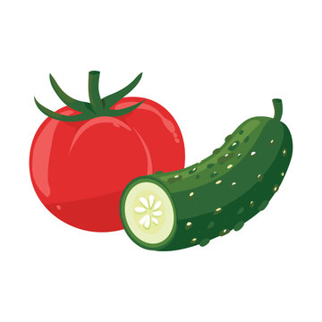 recommend clip art: Elegant Silhouette Illustration Of tomato and cucumber
