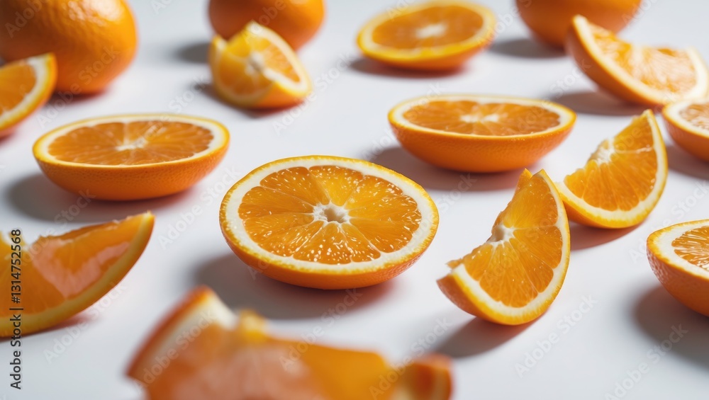 Aufkleber Falling orange segment isolated on background, clipping path, complete depth of field.