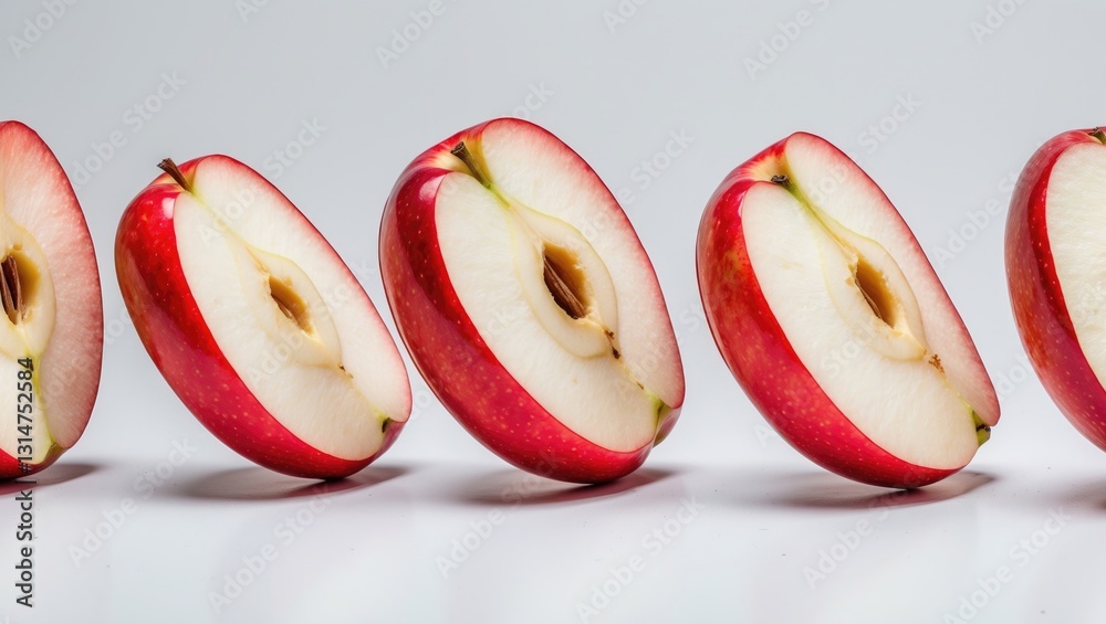 Aufkleber Falling slice of red apple isolated on a background with a clipping path.
