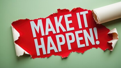 Create It Possible! Inscribed on Ripped Paper Against a Red Backdrop.