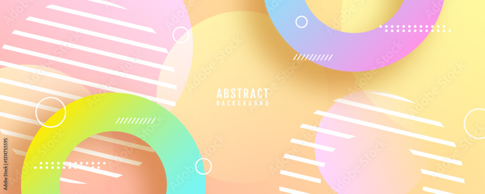Poster 3d colorful abstract background overlap layer on bright space with circles lines effect decoration. 