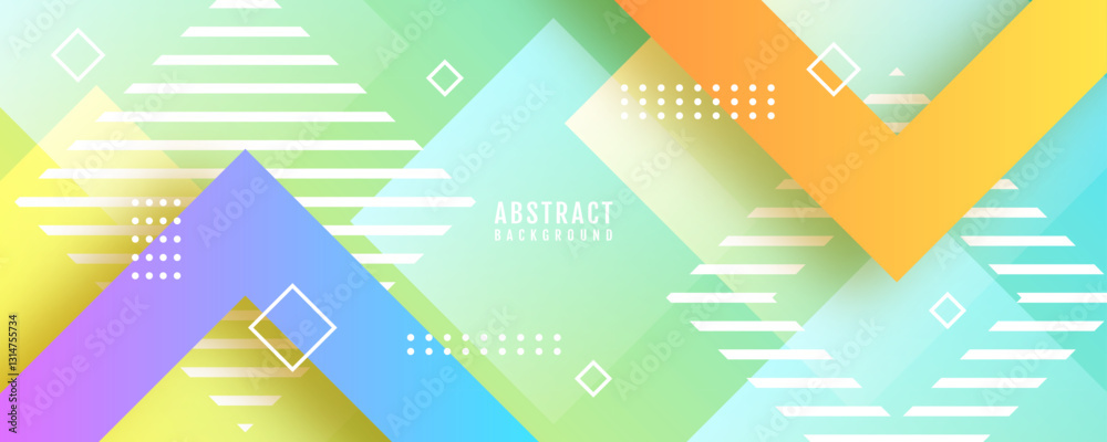 Poster 3d colorful abstract background overlap layer on bright space with squares lines effect decoration. 