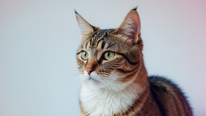 Obraz premium Portrait of a cat against a white background. Concept of pets.
