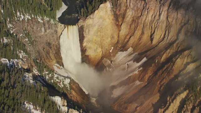 Aerial view of Grand Canyon of Yellowstone National Park, Wyoming, USA