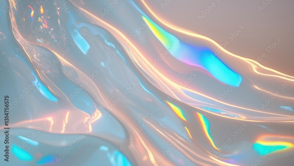 Aufkleber Water texture overlay effect for photographs and mockups. Organic drop diagonal shadow caustic effect featuring rainbow refraction of light on a surface.