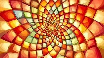 Floral design. Flower petals form tile. Warm colors. Petals swirl from center. Decor use