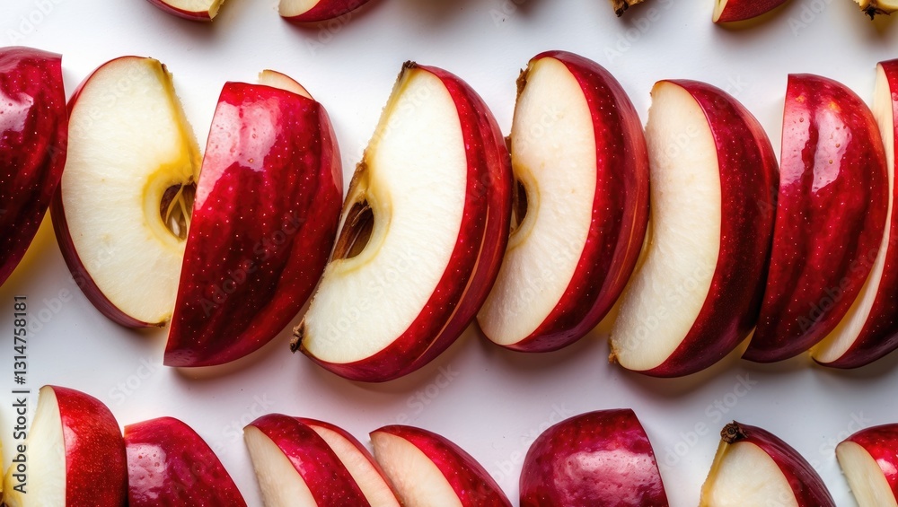 Aufkleber Falling slice of red apple isolated on a background with a clipping path.