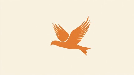 Obraz premium Orange bird in flight, peaceful sky, freedom concept, design element