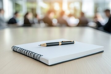Notepad and pen on table create an inviting workspace, highlight