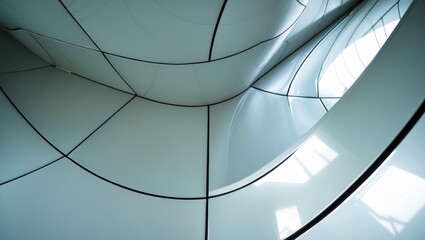 Modern architecture features. Curved metal facade.