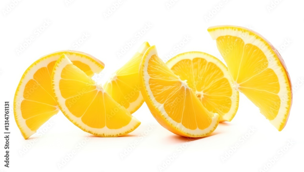 Poster falling orange isolated against a white backdrop with a clipping path, exhibiting full depth of fiel