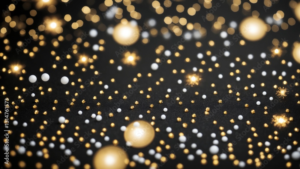 Aufkleber festive abstract texture featuring golden bokeh particles and highlights against a dark background. 