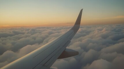 Sunset Cloudscape from Airplane Wing