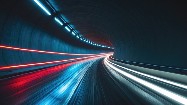 Light trails inside a tunnel - Powered by Adobe
