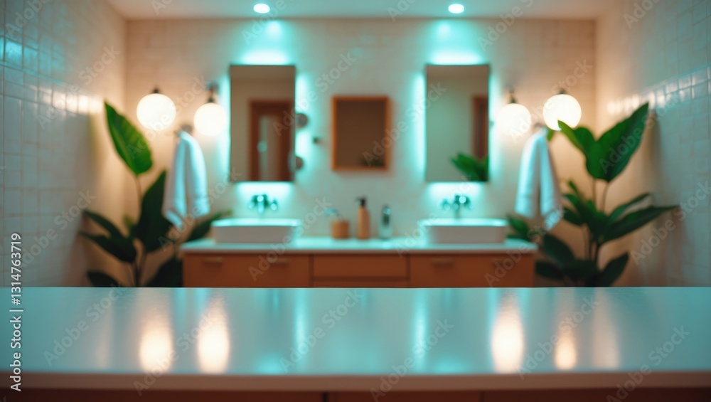 Poster Empty countertop with blurred background, for decoration and design concepts.