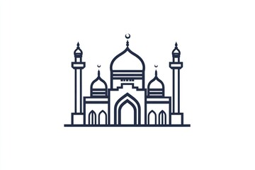Minimalist line art illustration of a mosque.