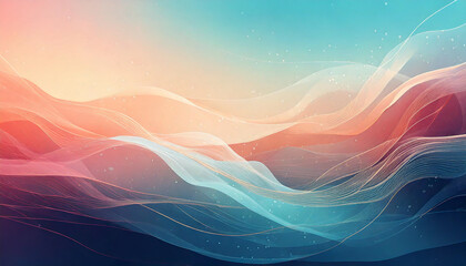 The image showcases an abstract background with colorful waves and flowing lines in vibrant shades