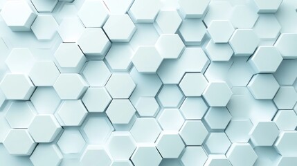 Naklejka premium Abstract Hexagon Pattern: A Modern 3D Geometric Design in Light Blue and White