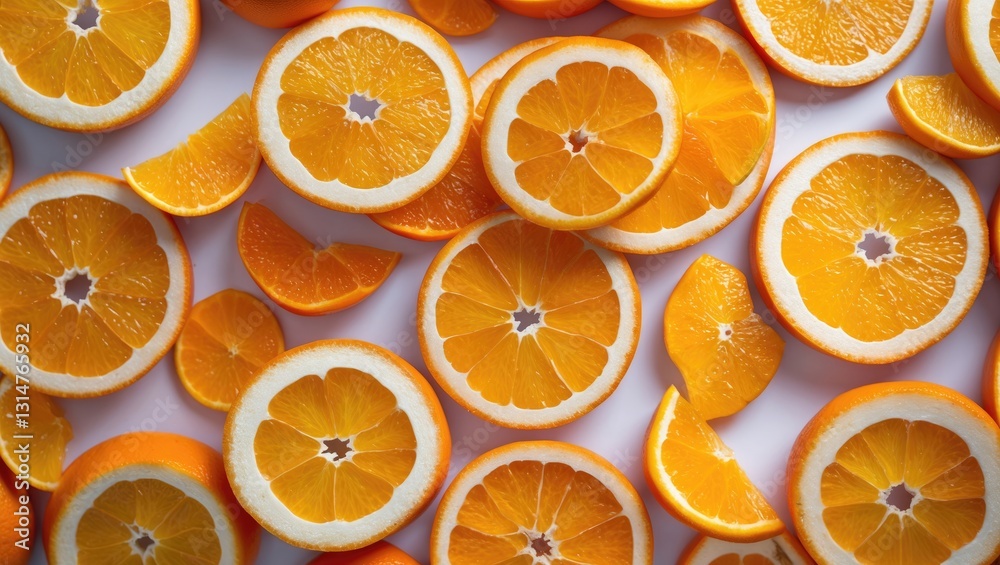 Poster Falling orange isolated on a background with a clipping path, exhibiting full depth of field.