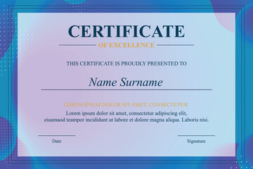 Blue Gradient Excellence Certificate Design