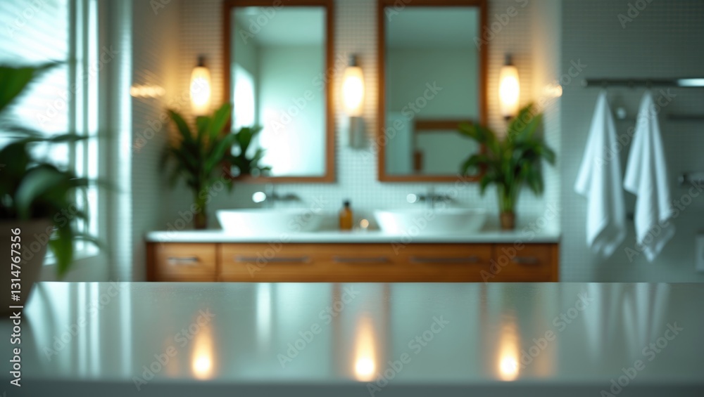 Poster Empty countertop with blurred background, for concepts of design and decoration.