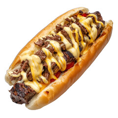 Philly Cheesesteak Hot Dog: Recipe & How-To isolated on transparent background