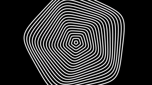 White pentagonal lines etc. rotate repeatedly with a combination of black background. abstract
