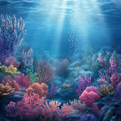 Obraz premium A Tranquil Underwater Coral Reef Background with Crystal Clear Waters, coral reef in the sea