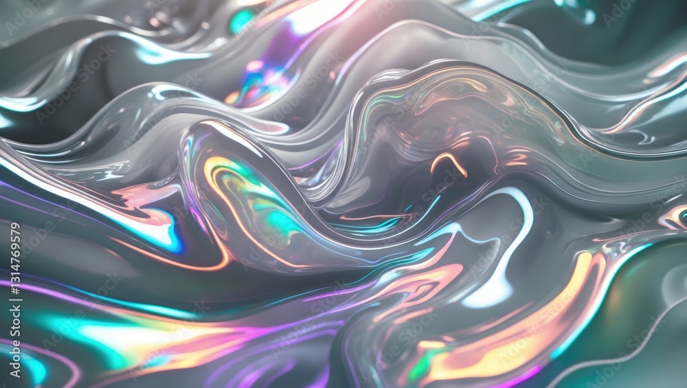 Aufkleber a digitally manipulated image displaying a psychedelic mixture of liquid and light, forming a captiv