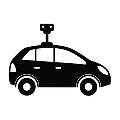 Self Driving Car Featuring Lidar Sensors on Roof Silhouette