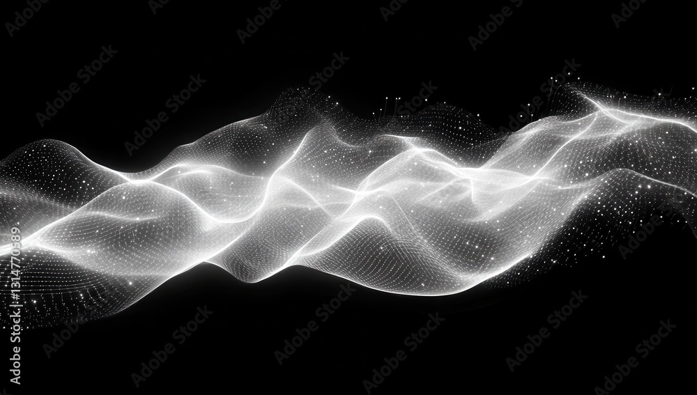 Poster ethereal fluid waves of light and energy flowing in black background creating a dynamic motion of ab