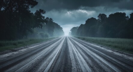 a straight dirt road elevated in the sky