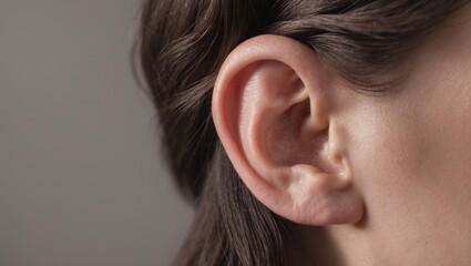 Closeup of a female ear, auricle.