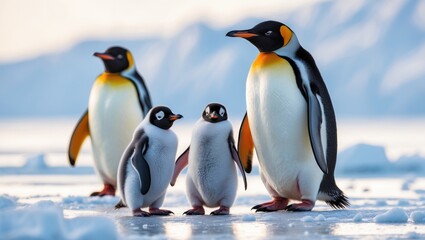 Fototapeta premium Emperor Penguins with their chicks