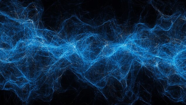 Abstract blue energy waves on a dark background