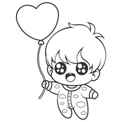 Boy playing with balloon, for coloring