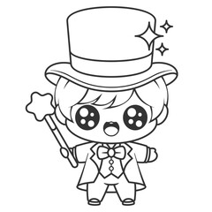 Boys are very happy to be magicians, for coloring