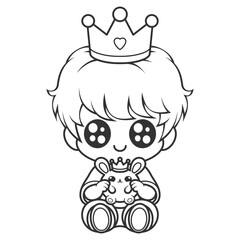 The boy becomes the king and his little friend, for coloring