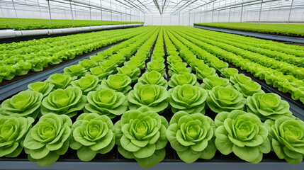 Hydroponic butterhead lettuce, Green and red vegetable farm.