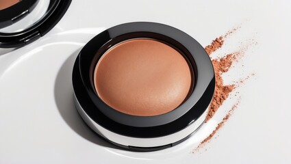 Face powder on a white background. Makeup product