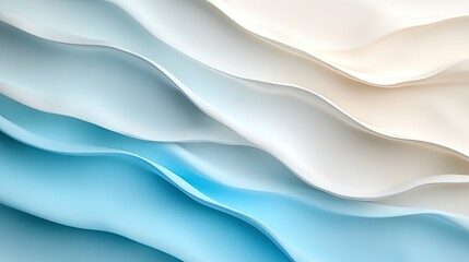 Obraz premium Abstract background with smooth, flowing, pastel blue and white waves.