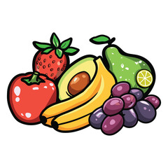 Hand-Drawn Healthy Food Vector Set - Fruits and Vegetables