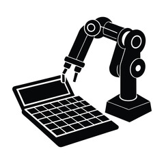 AI Powered Robotic Arm Typing on a Keyboard Silhouette