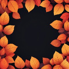 Autumnal elegance vibrant orange leaves frame dark backdrop creating captivating seasonal stock photo
