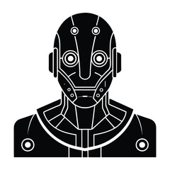 AI Powered Robotic Face with Multiple Sensors Silhouette