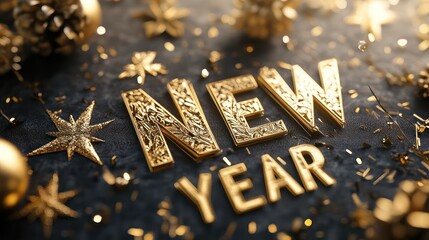 Luxurious personalized New Year greeting, with velvet textures, gold embossing, and an elegant layout